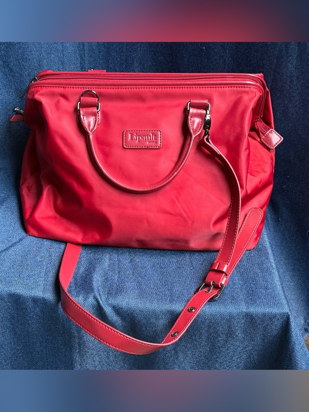 2016 Lipault Paris Lady Plume Bowling Bag M - Ruby Red (EUC)